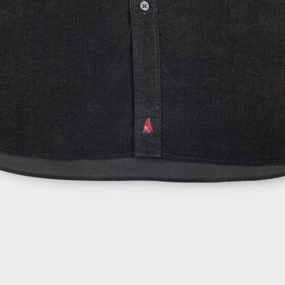 VTG Nordstrom Shirt Mens Medium Nautical Velour Corduroy Relaxed Black Sailing - Picture 6 of 14